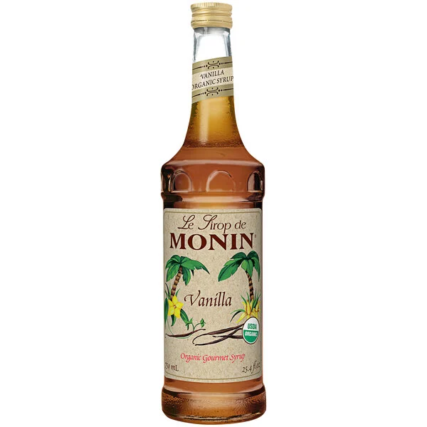 Monin Organic Vanilla Syrup 750 ml bottle
